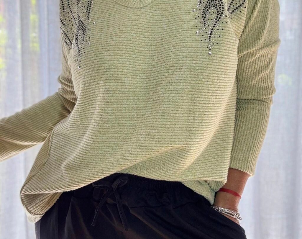 Sweaters Lanilla Melange con Mini Strasses.